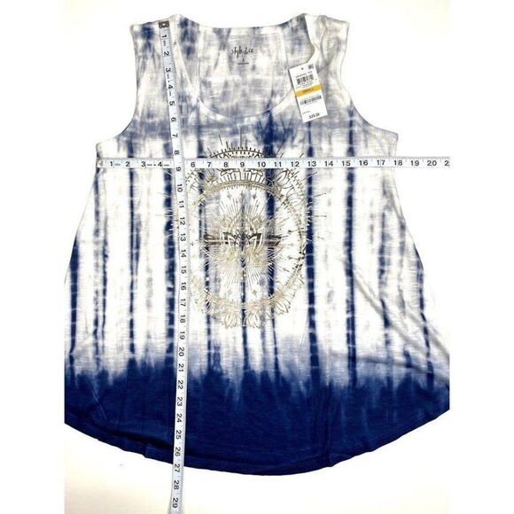Style & Co Shirt‎ Top Small Blue White Tie-Dyed - Picture 4 of 9